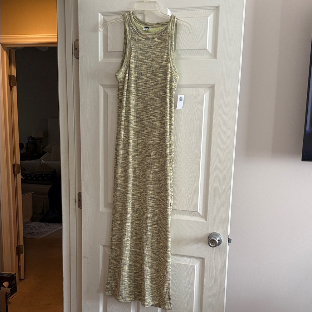 Sleeveless Yellow Knit Tank Maxi Dress